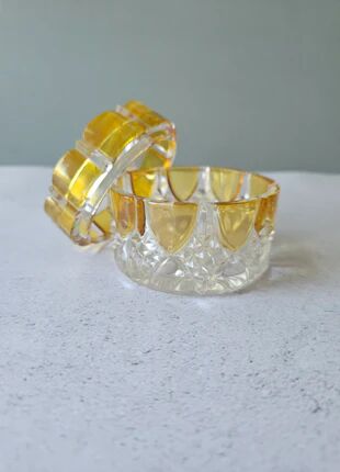 Amber and transparent crystal box Val Saint-Lambert Art Deco