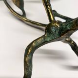 Sculptural bronze candlestick with a patina in the style of Giacometti, 1990.