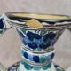 Artisanal Moroccan faience vase signed – blue & green decor