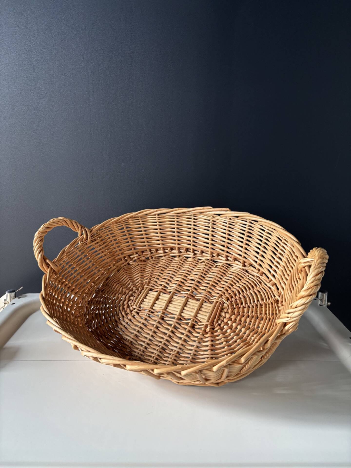 Handmade woven wicker basket