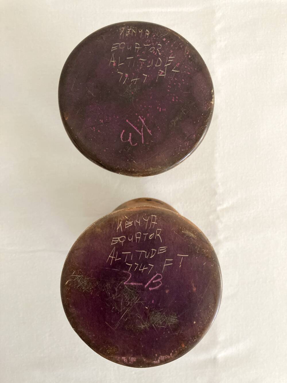 Pair of soapstone candlesticks, Kenya