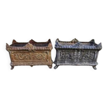 Pair of cast iron planters from 1900 in Charleville-Mézières