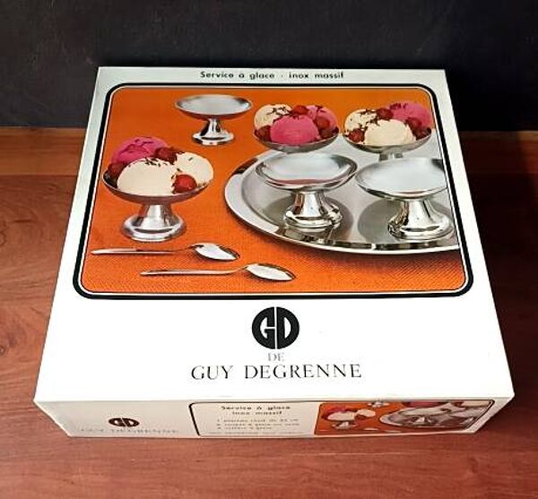 Service 6 coupes, plateau et cuillères à glace guy degrenne ''ligne moderne