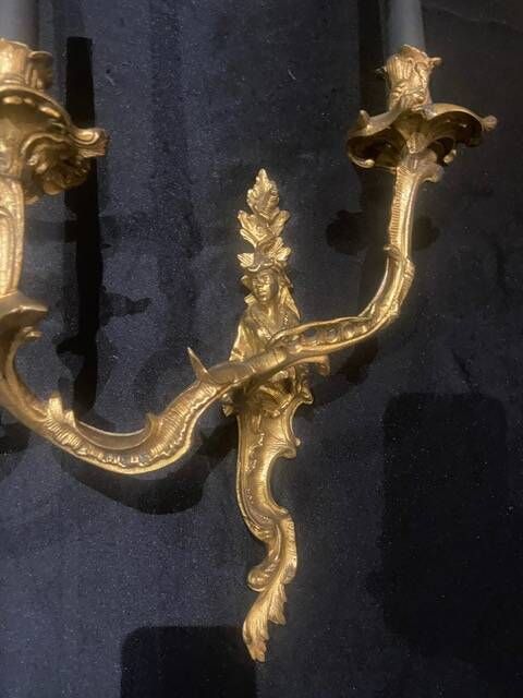 A pair of gilt bronze wall sconces in the chinese style - louis xv style