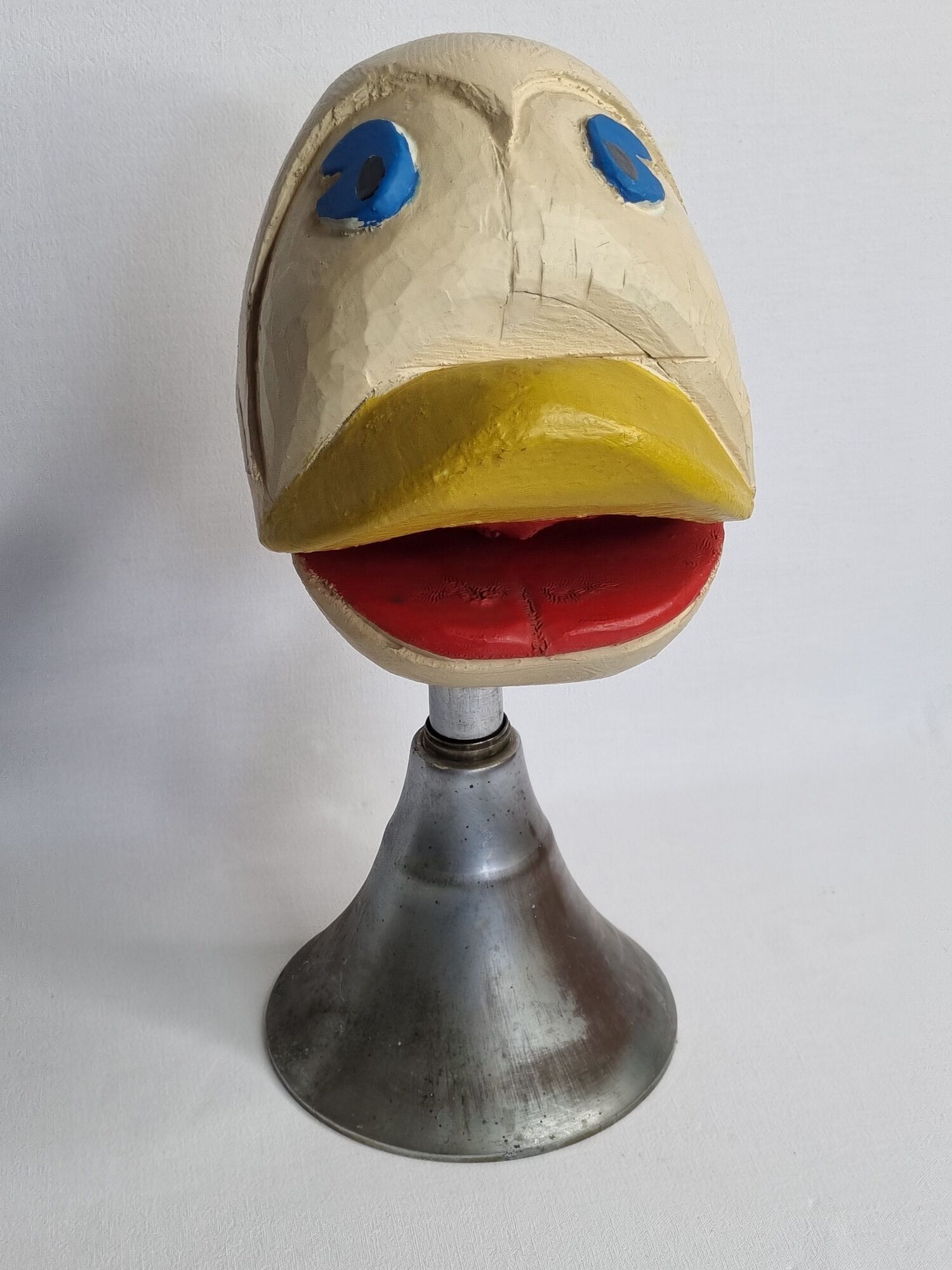 Carved hat door, folk art object carved from a painted piece of wood, 34 cm