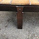 Vintage ceramic coffee table with herbarium decorations by Roger Capron, solid beech base.