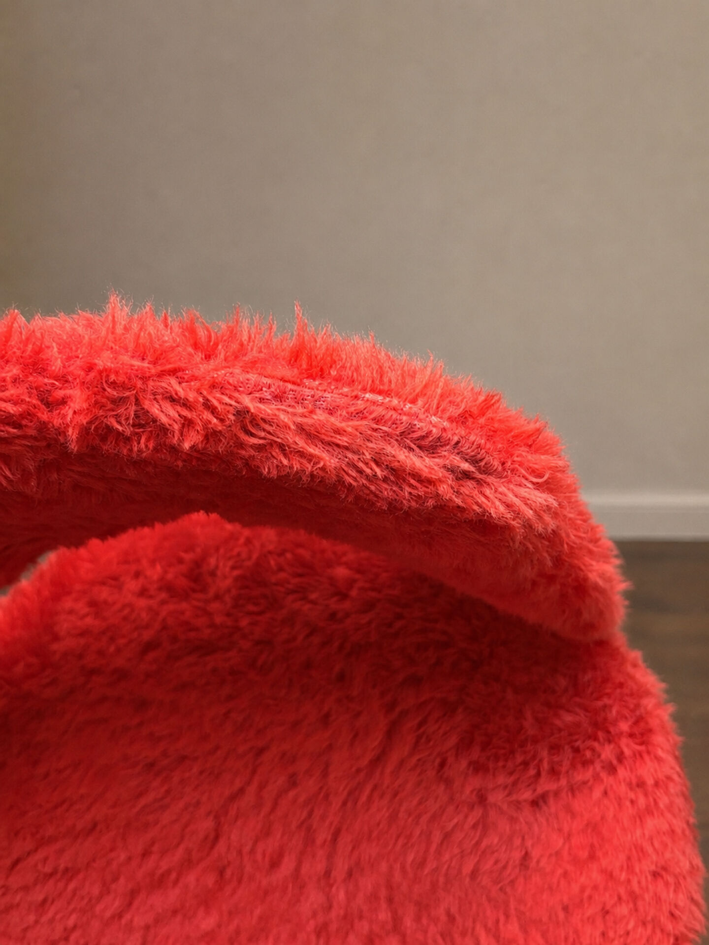 Pair of vintage red shaggy armchairs from the 1960s.
