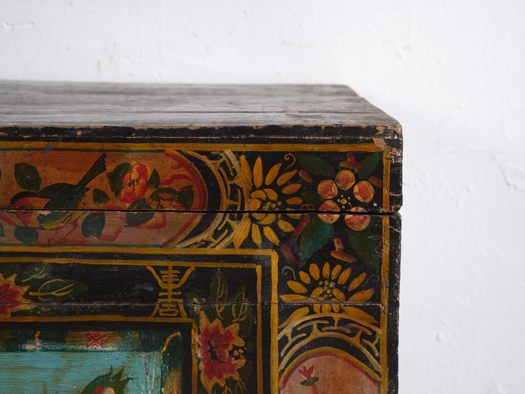 Antique Chinese chest painted in pine wood – China, circa 1900