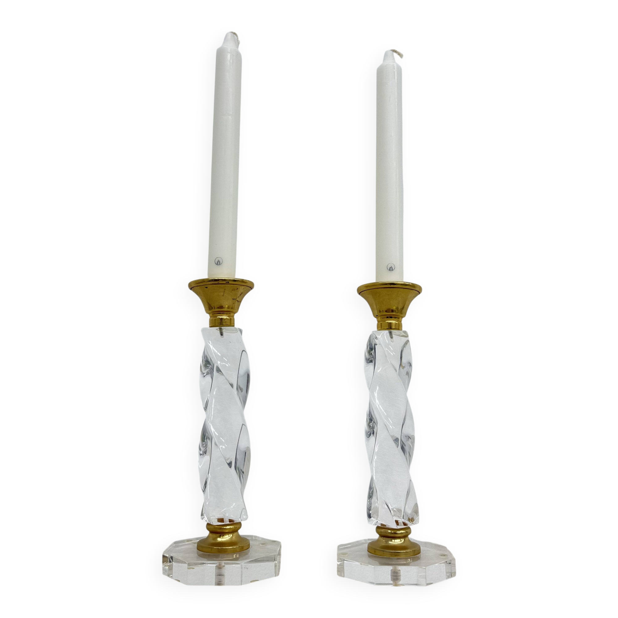 Set of 2 lucite twisted candle sticks, 1970’s