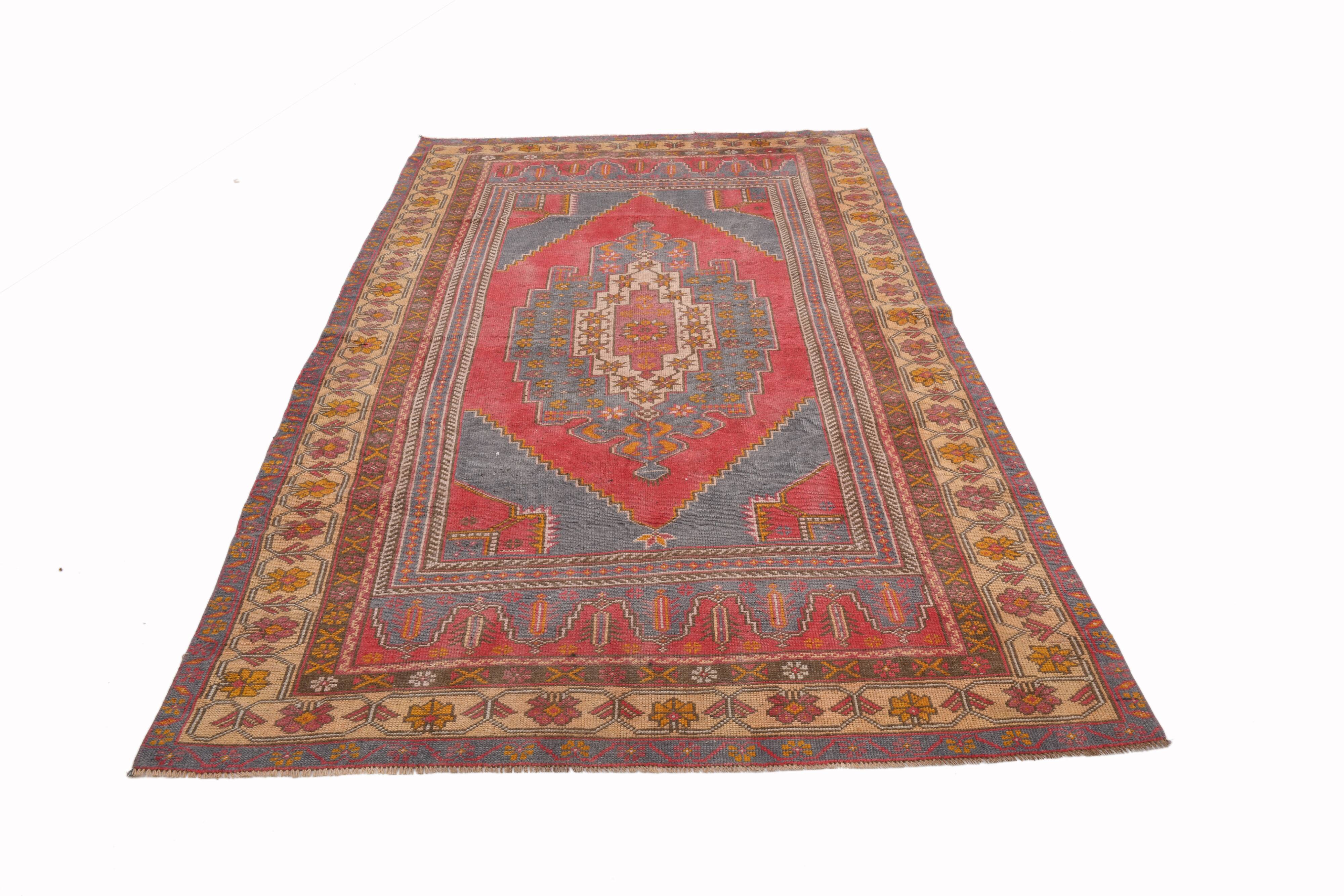 5x8 Red & Blue Oriental Tribal Turkish Rug, 144x245Cm