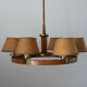 6 wooden paper head chandeliers with brass details, 1960s, Germany