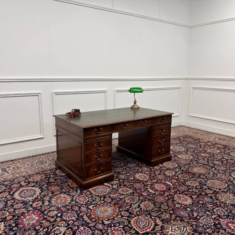 English Classic Desk with Green Leather