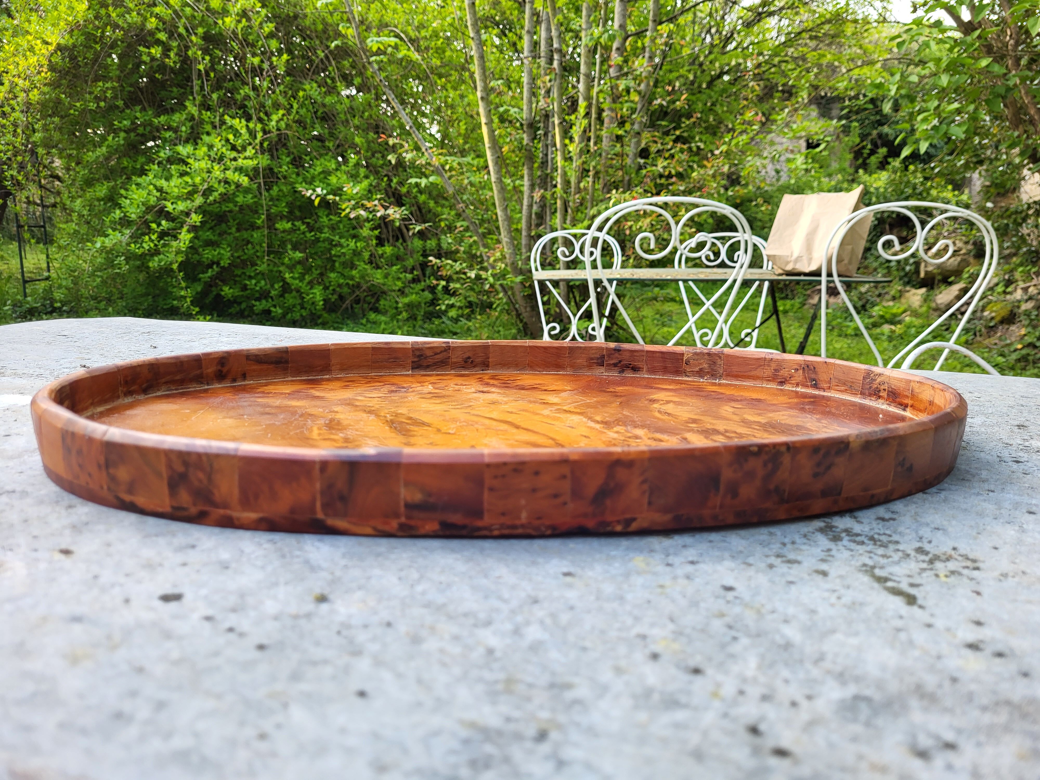 Oval wooden tray