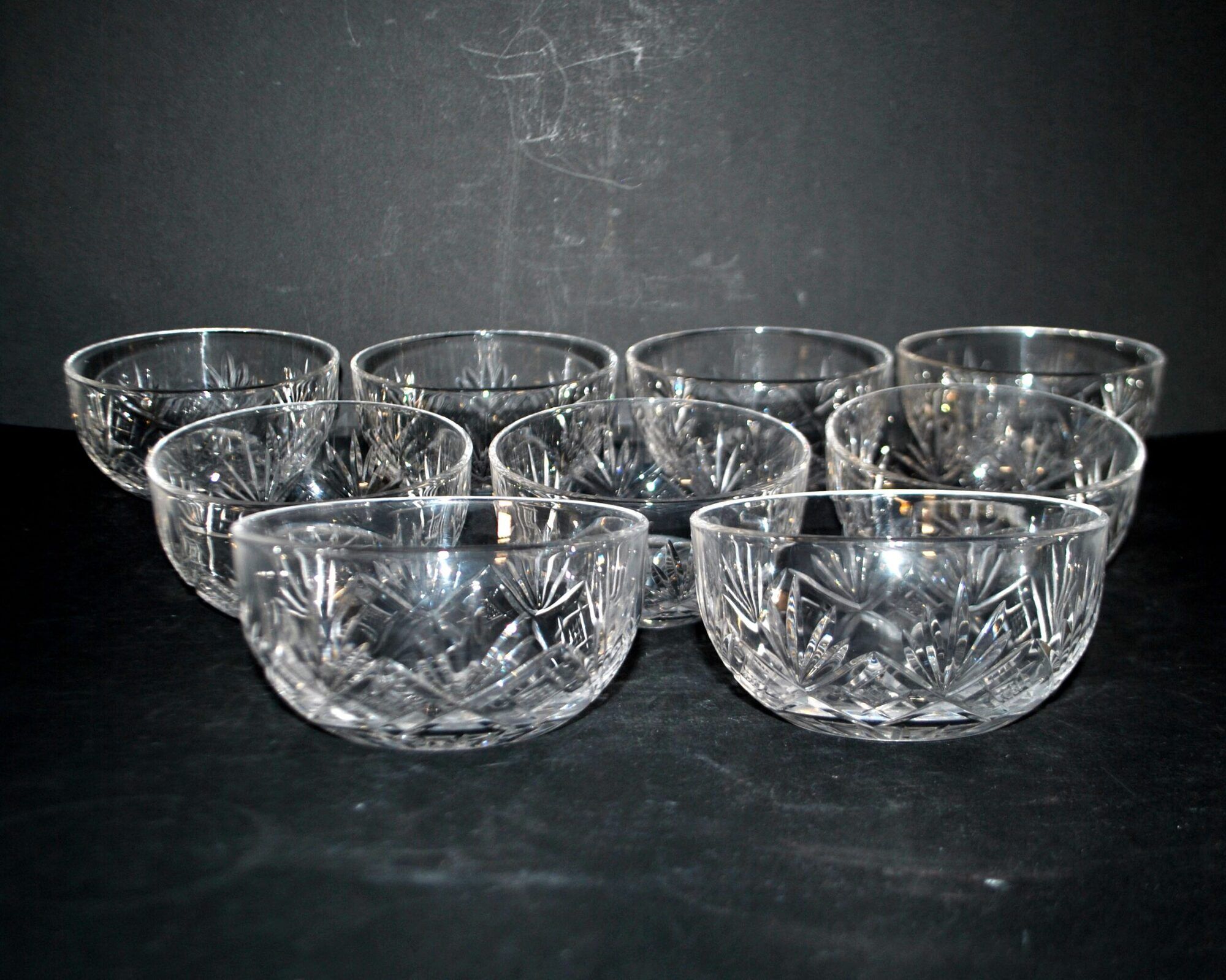 Lorraine crystalware set of 9 cut crystal bowls model Junon Lemberg Chantilly