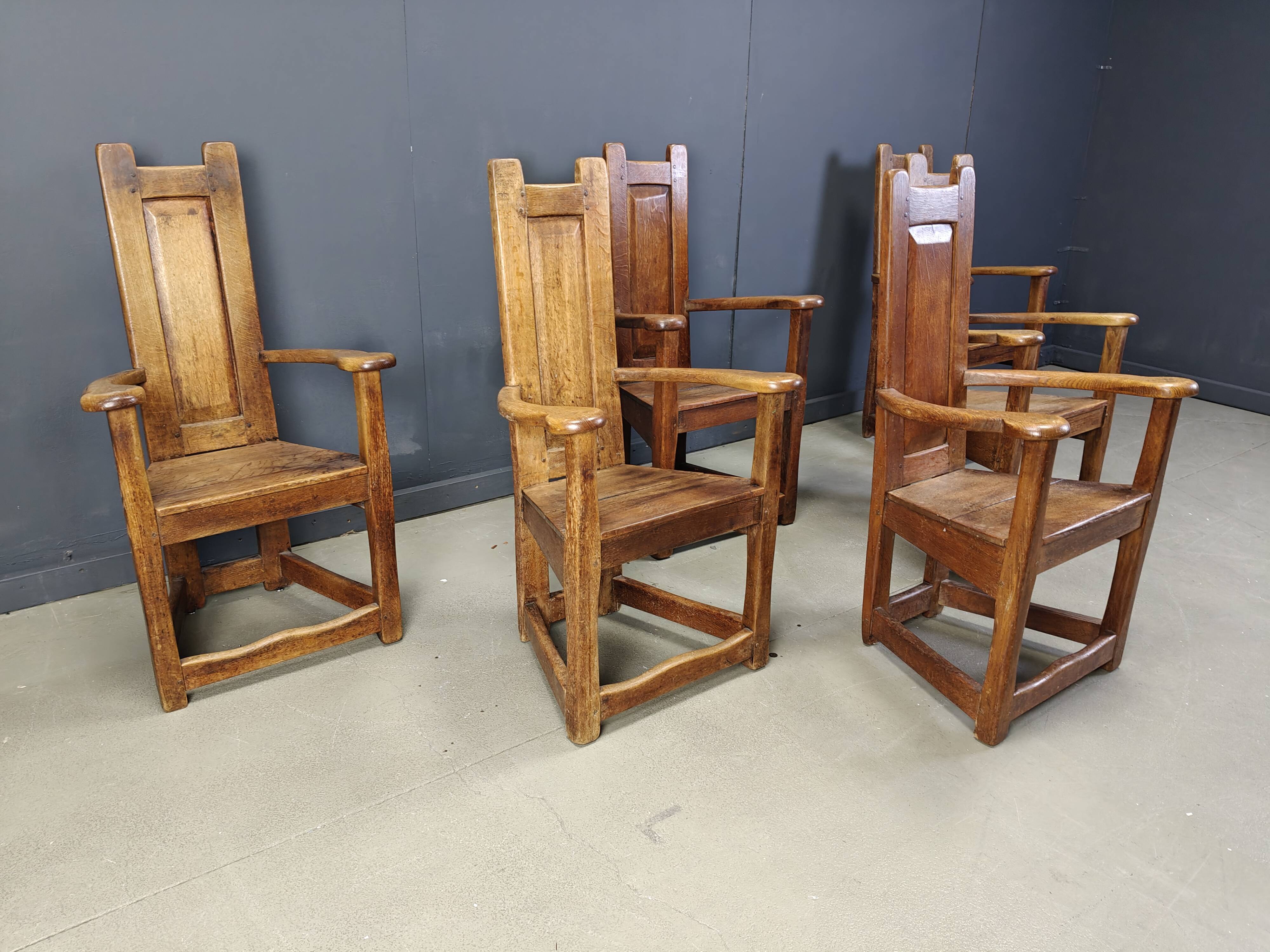 Vintage church chairs, set of 6 - 1950s