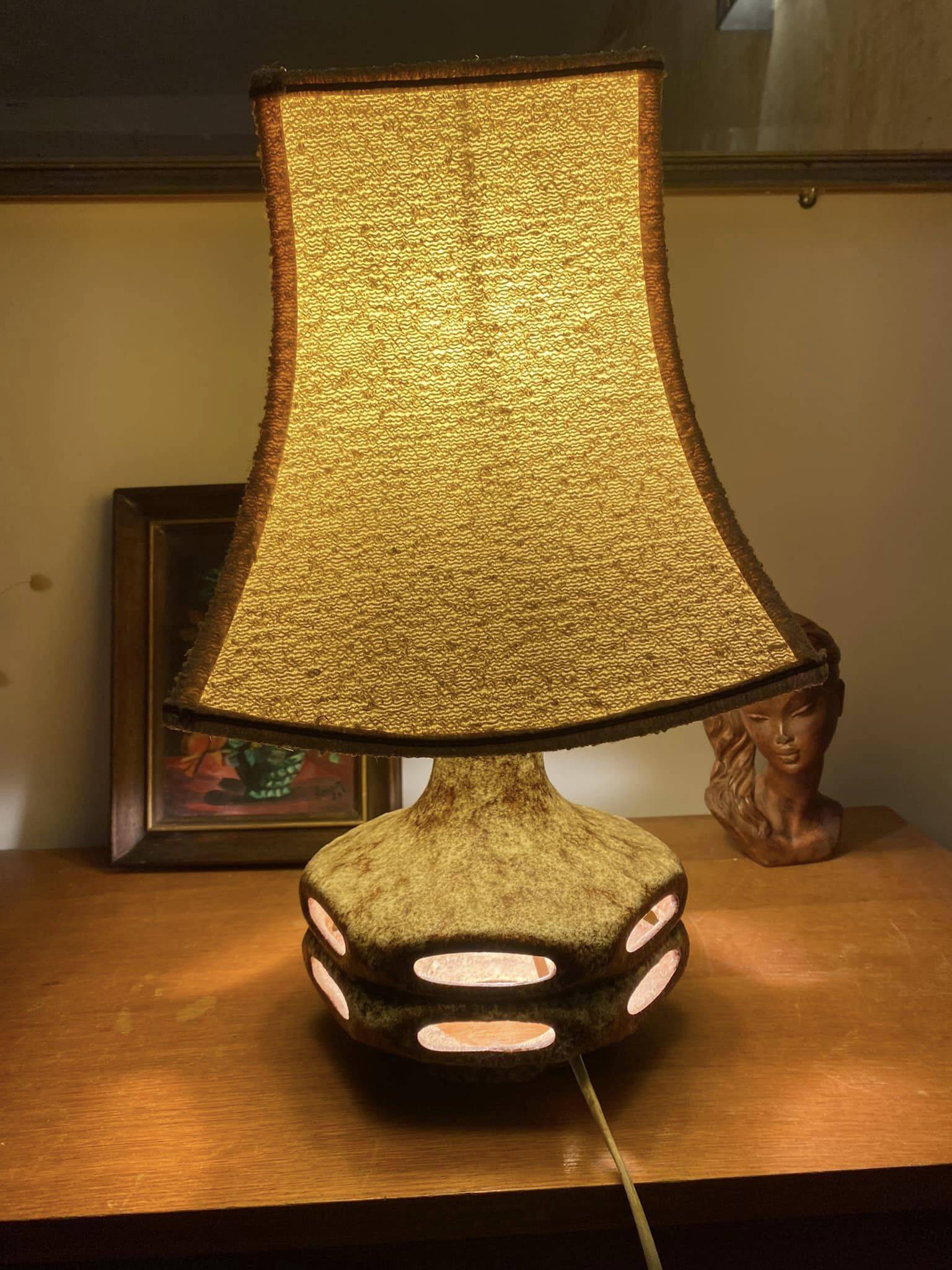 German fat lava ceramic lamp West Germany Stein Keramik 6620 (1950s)