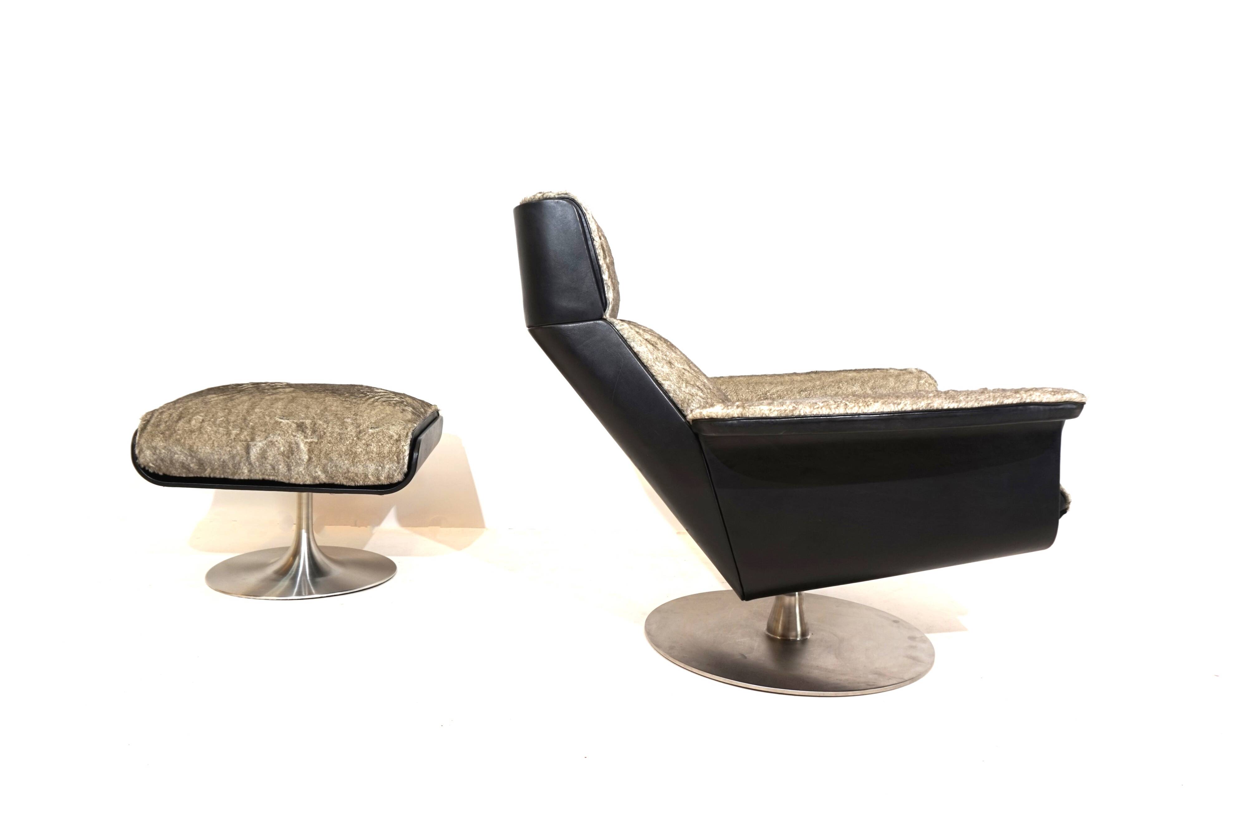 Fauteuil lounge Kaufeld Siesta 62 avec pouf par Jacques Brule