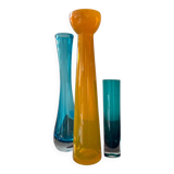 Trio of vintage glass paste vases