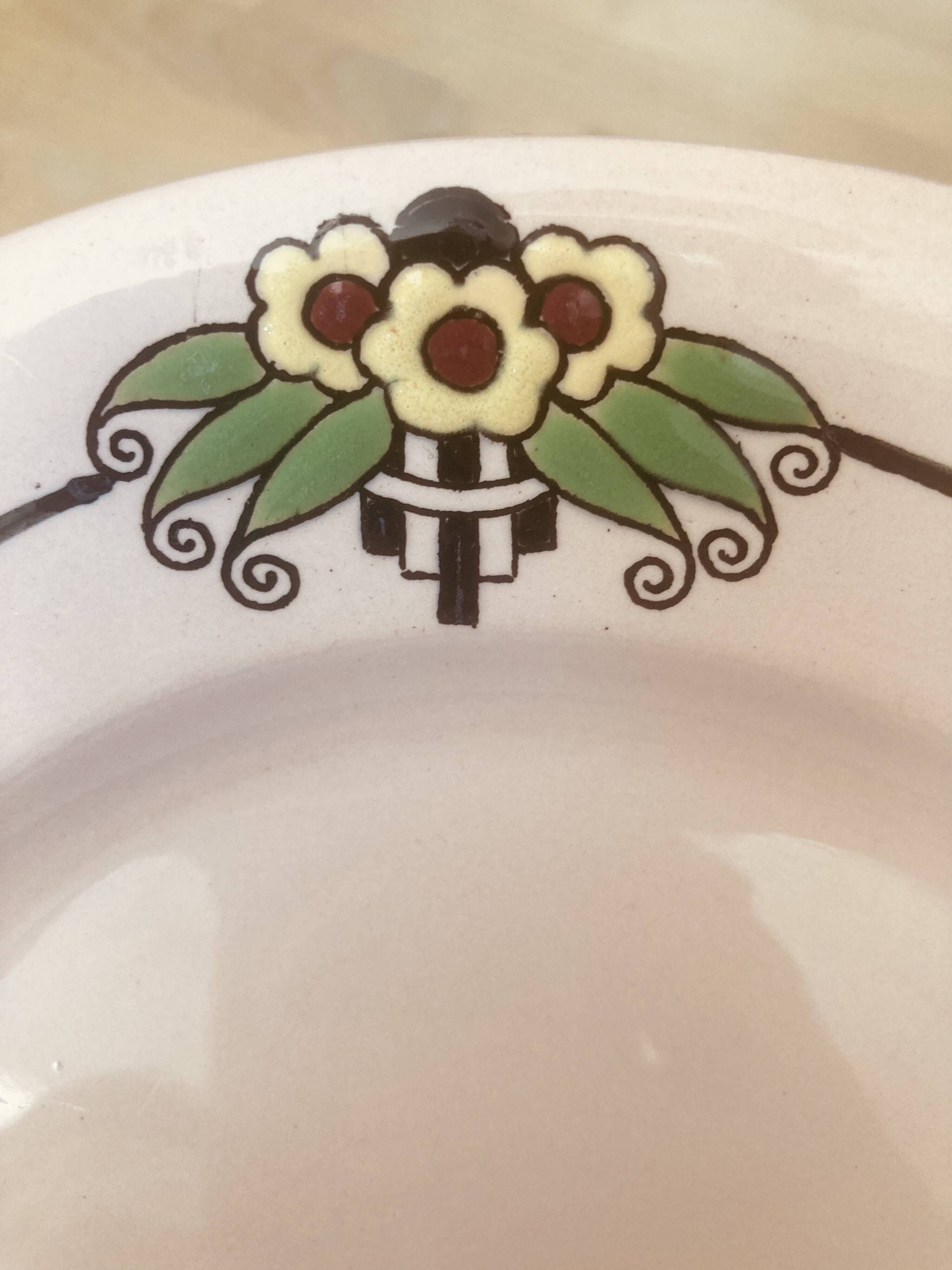 Set of 5 dessert plates - Longwy Bijoux - Art Deco