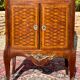 Small secretary in Marquetry of Losanges and Bronze