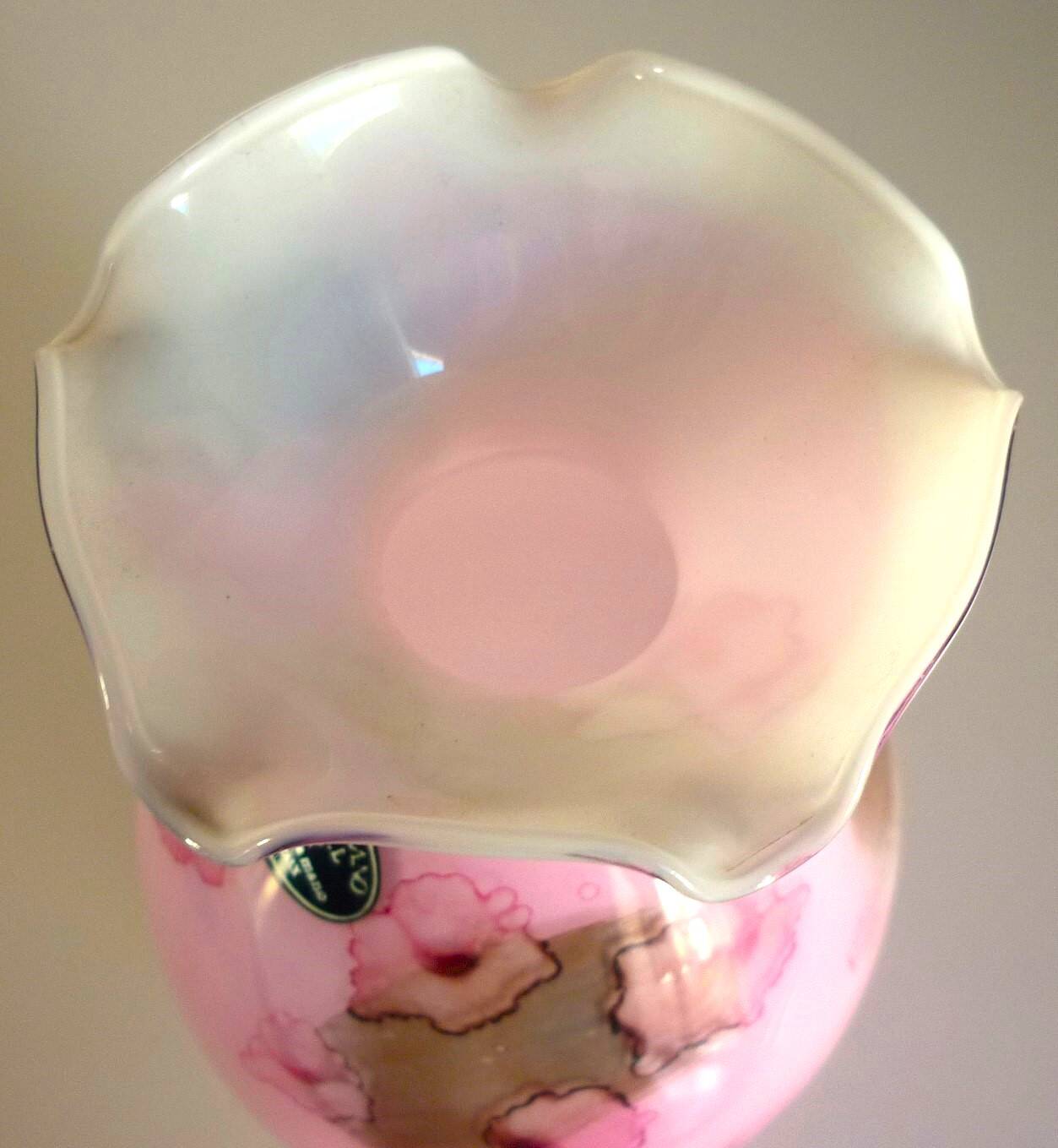 Pink vase, Murano Kristall Mery, blown glass with inclusions