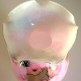Vase rose, Murano Kristall Mery, verre soufflé avec inclusions