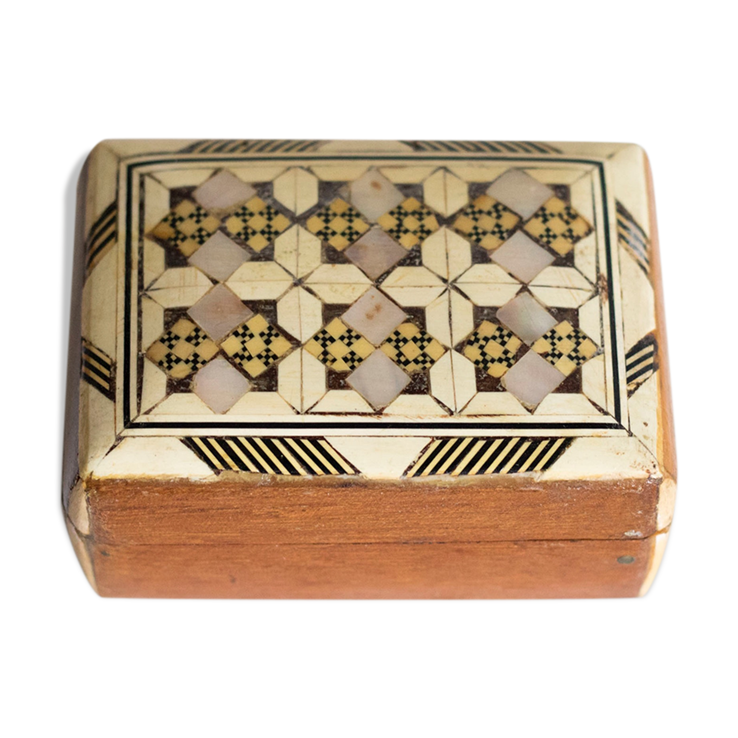 Old wooden box and mother-of-pearl