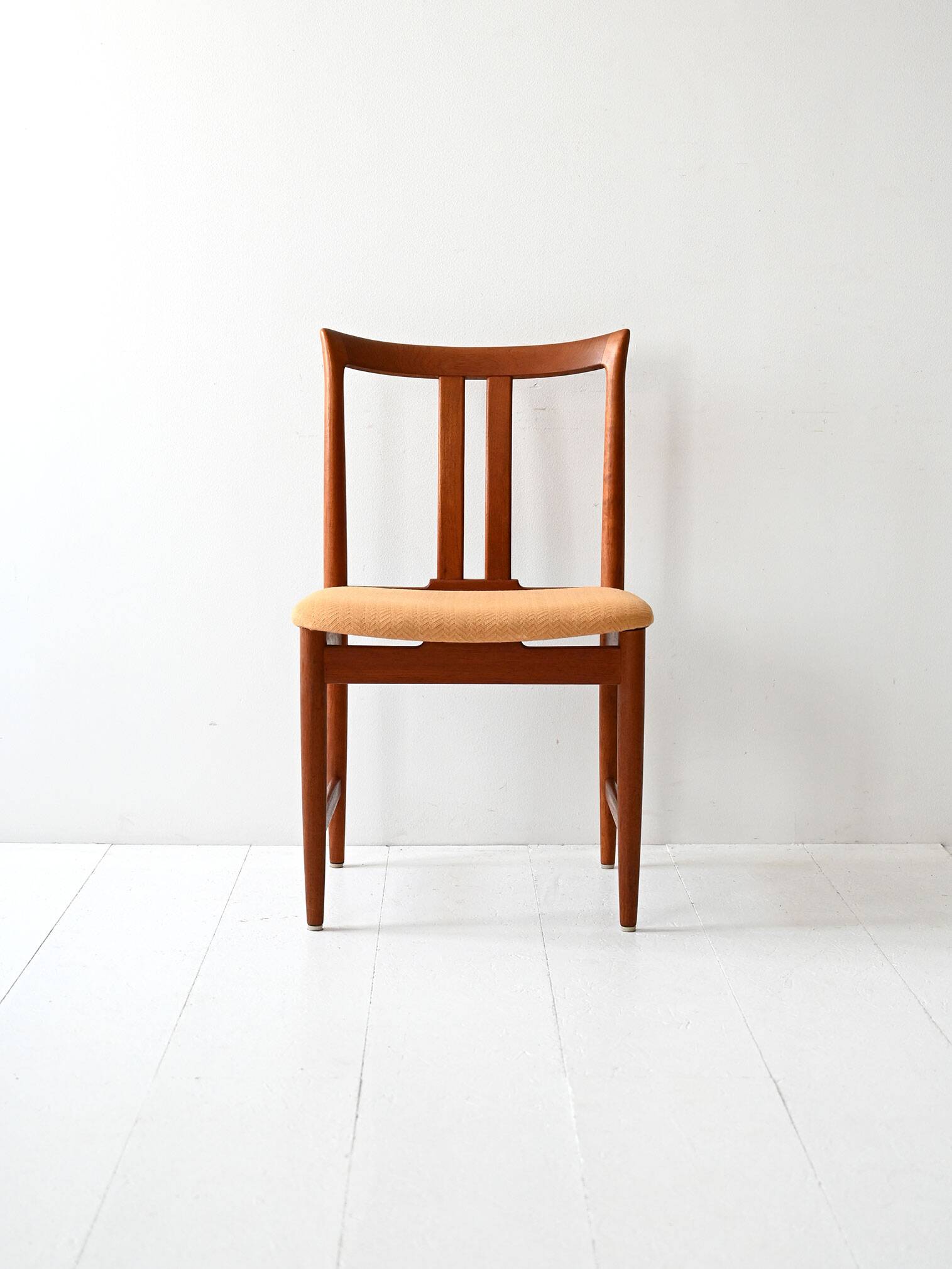 Set of 6 Scandinavian Teak Chairs with Yellow Seats
