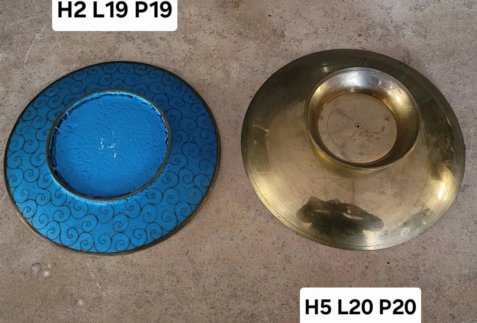 Asia circa 1900: two cloisonné enameled brass plates