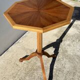 Vintage 1950s wooden tripod side table with octagonal top