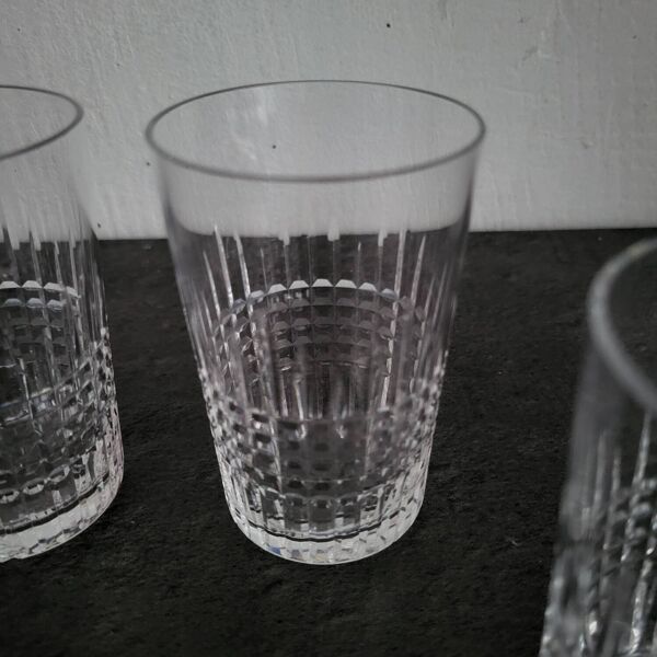 4 verres gobelets vintage en cristal de Baccarat modèle Nancy