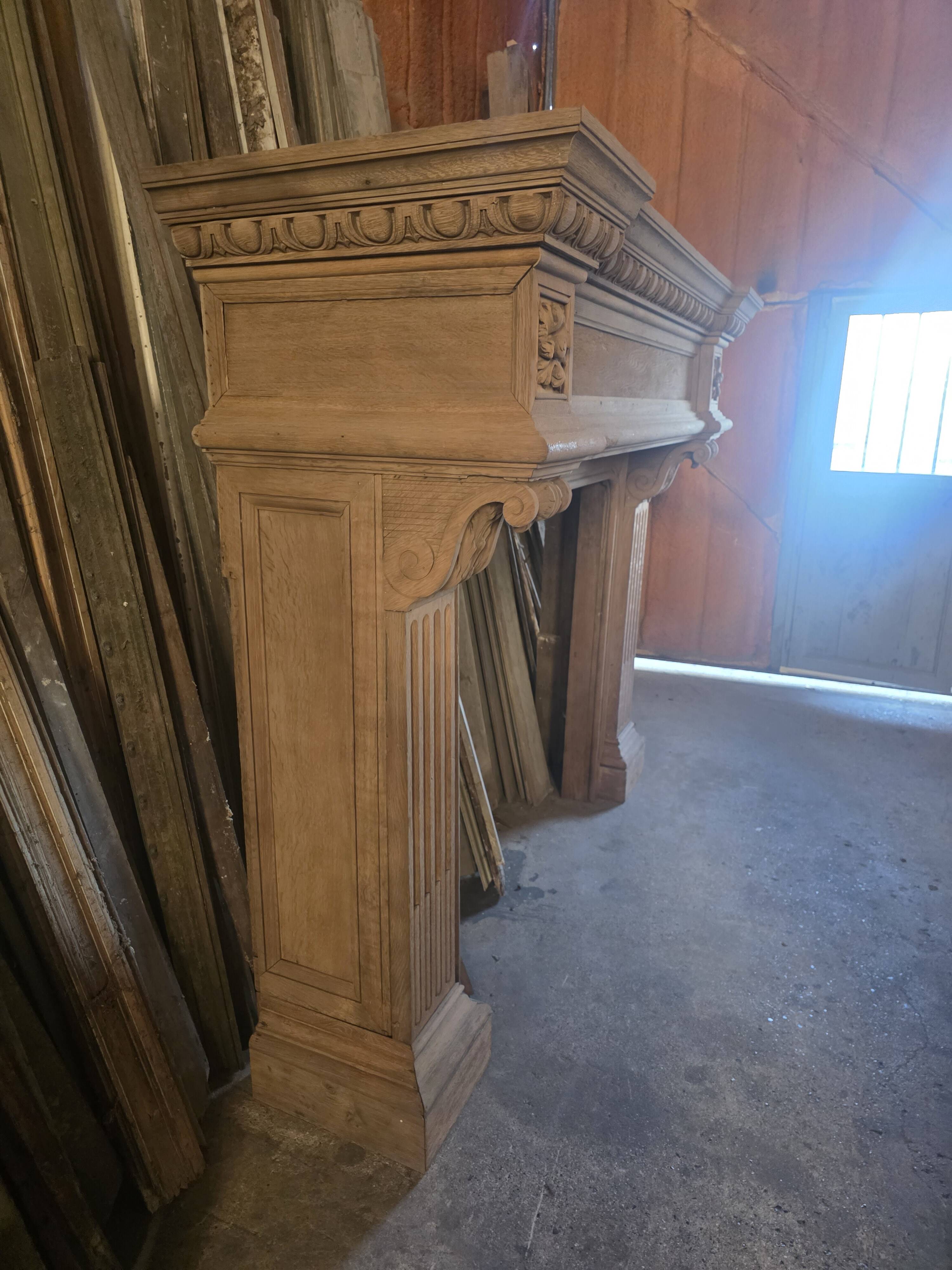 19th-century oak castle fireplace