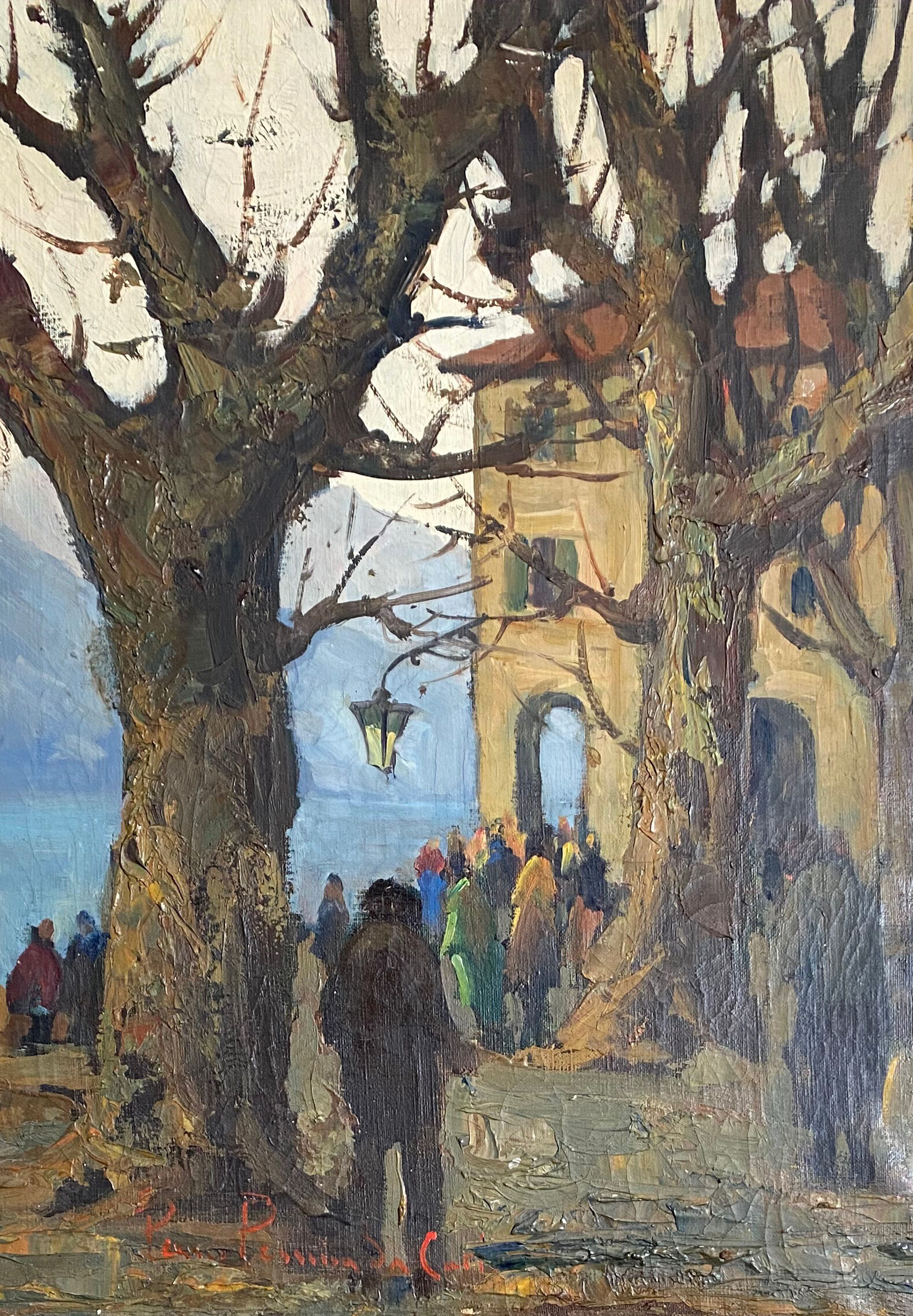 Hst painting "lake orta" cusio italy pino pessina da castanedo (1911 / 1991)