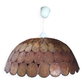 old pendant lampshade in mother-of-pearl and brass