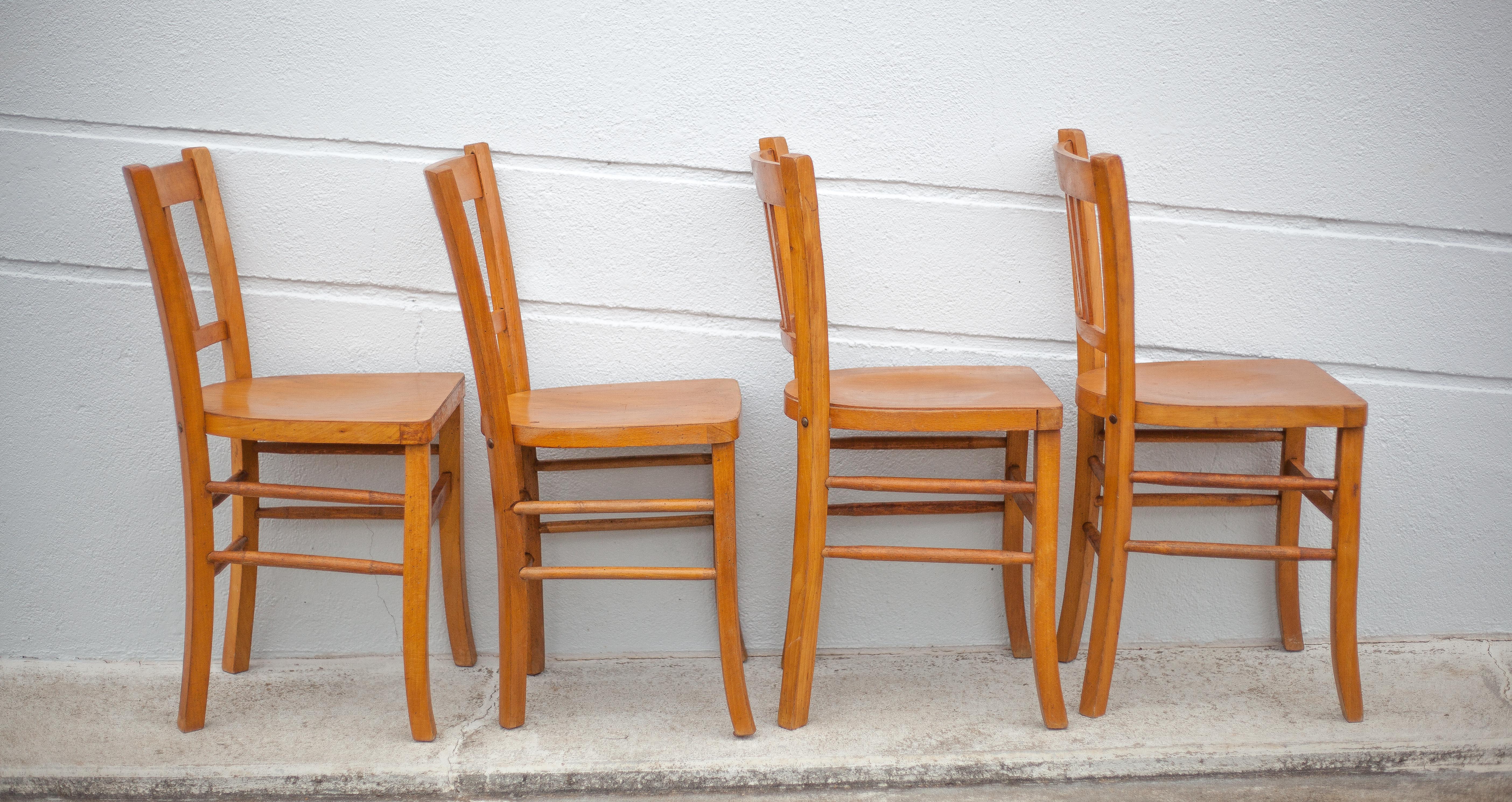 Set of 4 luterma bistro chairs, vintage wooden chairs, countryside, interior decoration
