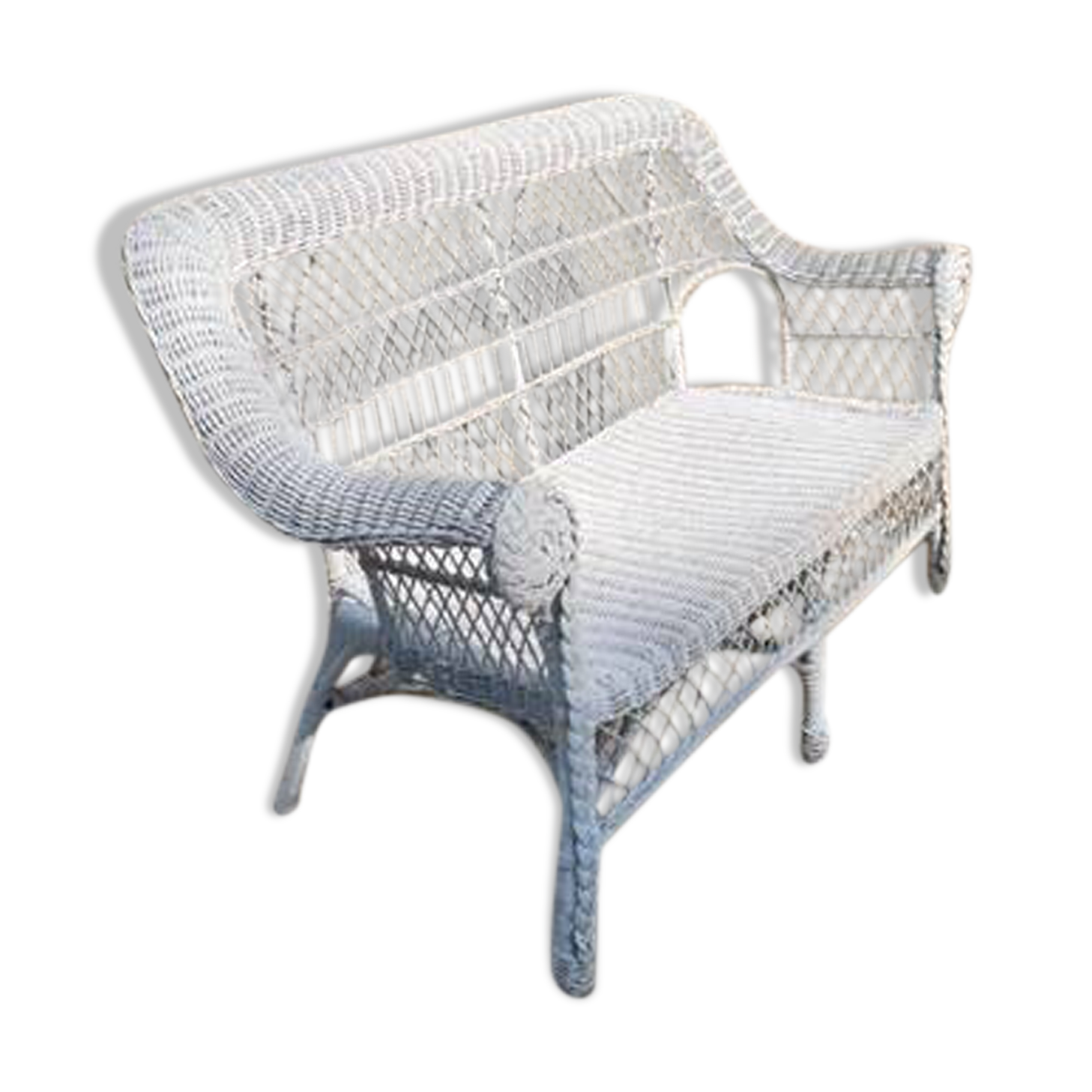 Vintage rattan kids garden bench