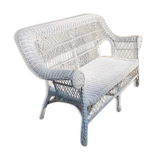 Vintage rattan kids garden bench