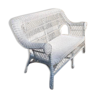 Vintage rattan kids garden bench