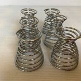 Six metal spiral egg cups