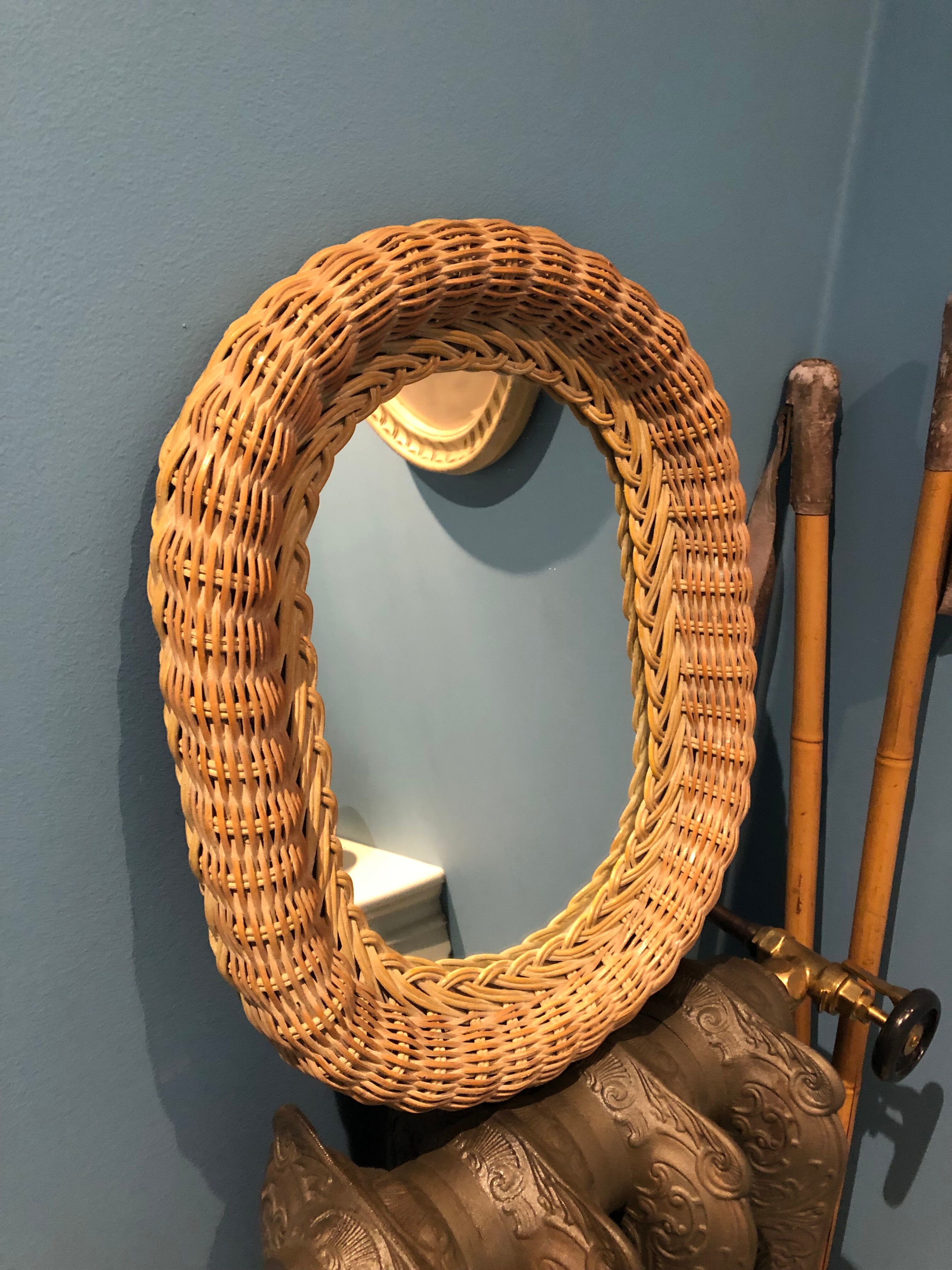 Old rattan mirror tread year 50-60