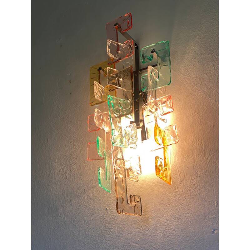 Contemporary Multicolors “Handmade C” Wall Sconce in Venini Style