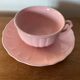 Antique salins les bains cup + saucer pink ceramic france vintage