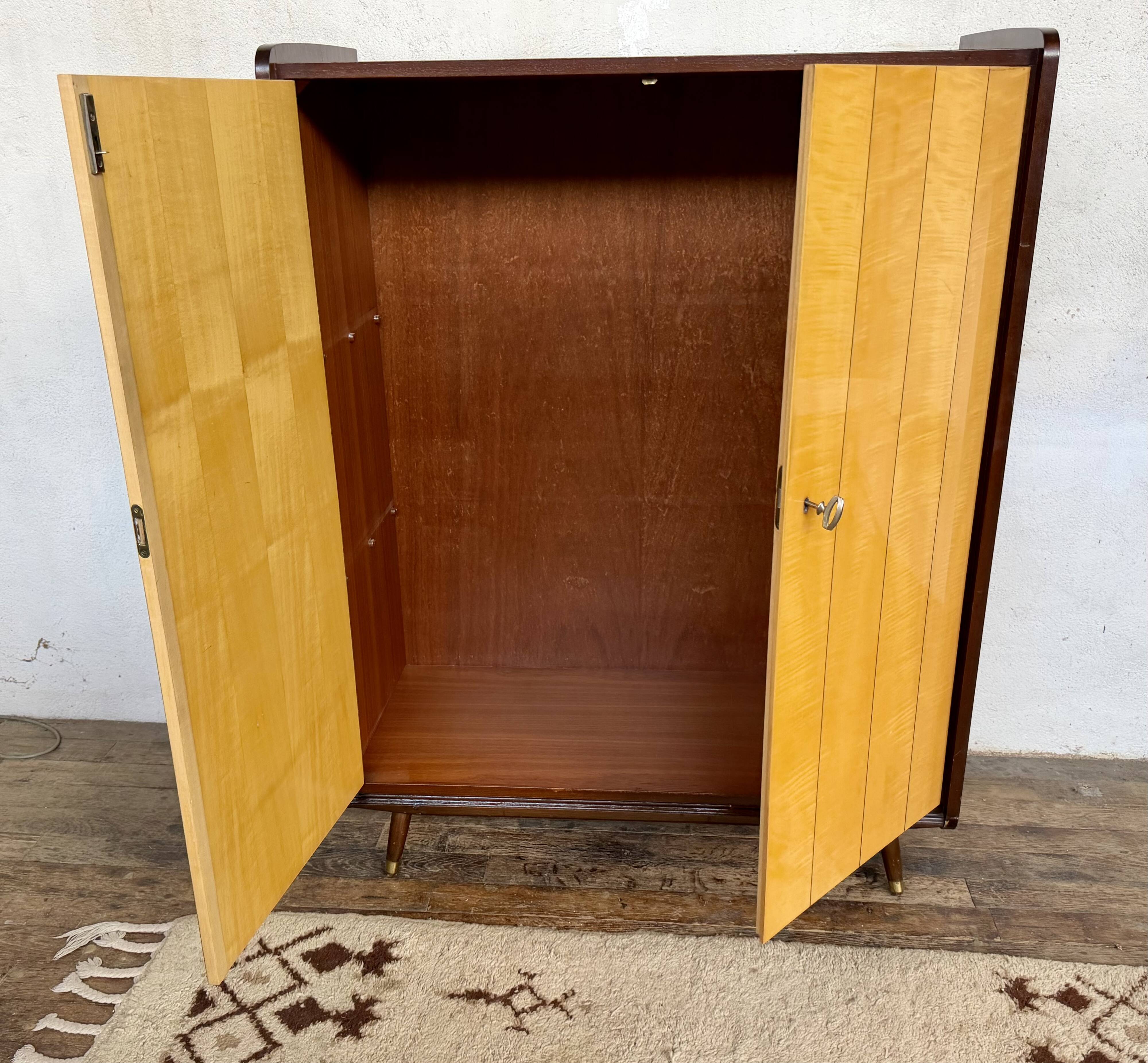 Vintage two-tone wardrobe – Tapered legs – 1960s Scandinavian style