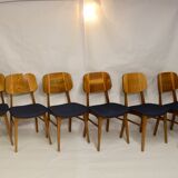 Set of six chairs design year 60,70 traditional slatted wood