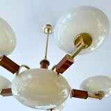 Art deco chandelier, glass, wood and glass, 30s