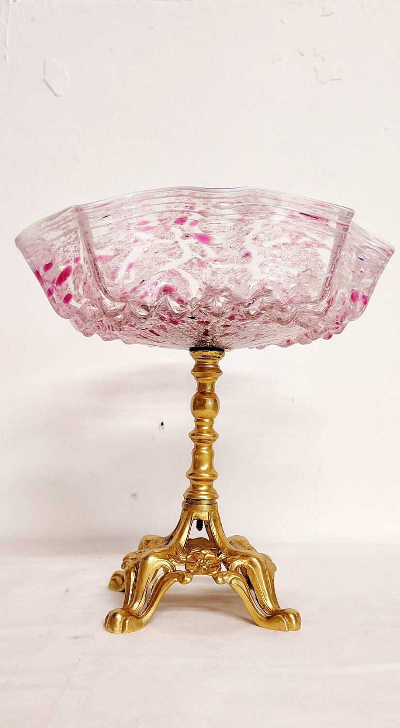 Frutero "Art Nouveau" en cristal de Murano. Italie, années 1940.