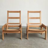 Vintage lounge chair set in Swedish beech by Yngve Ekström for Swedese, 1970s.