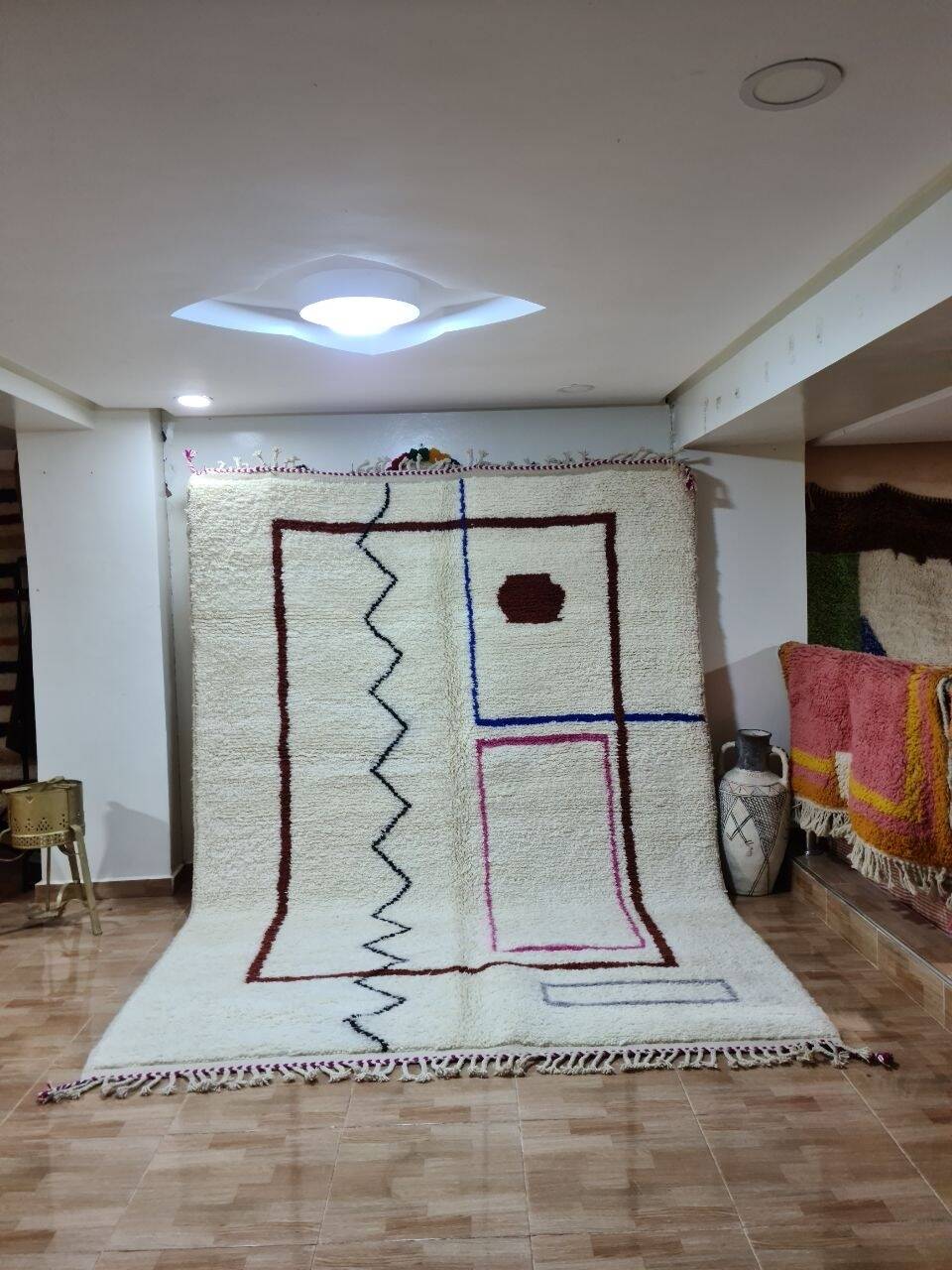 Large Berber Beni Ouarain Rug 300x200cm - Abstract & Artistic Design