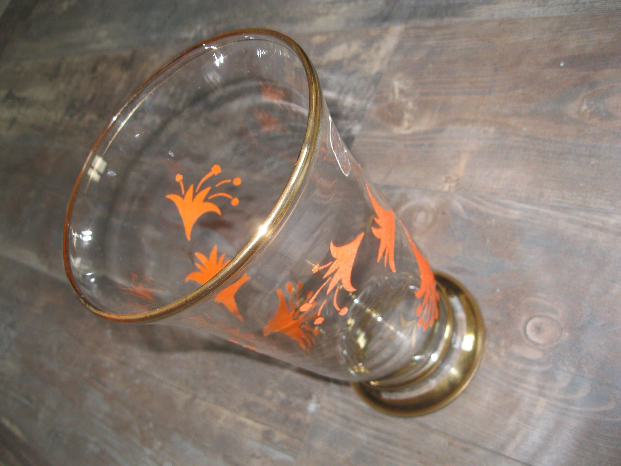 Antique crystal and orange granite vase
