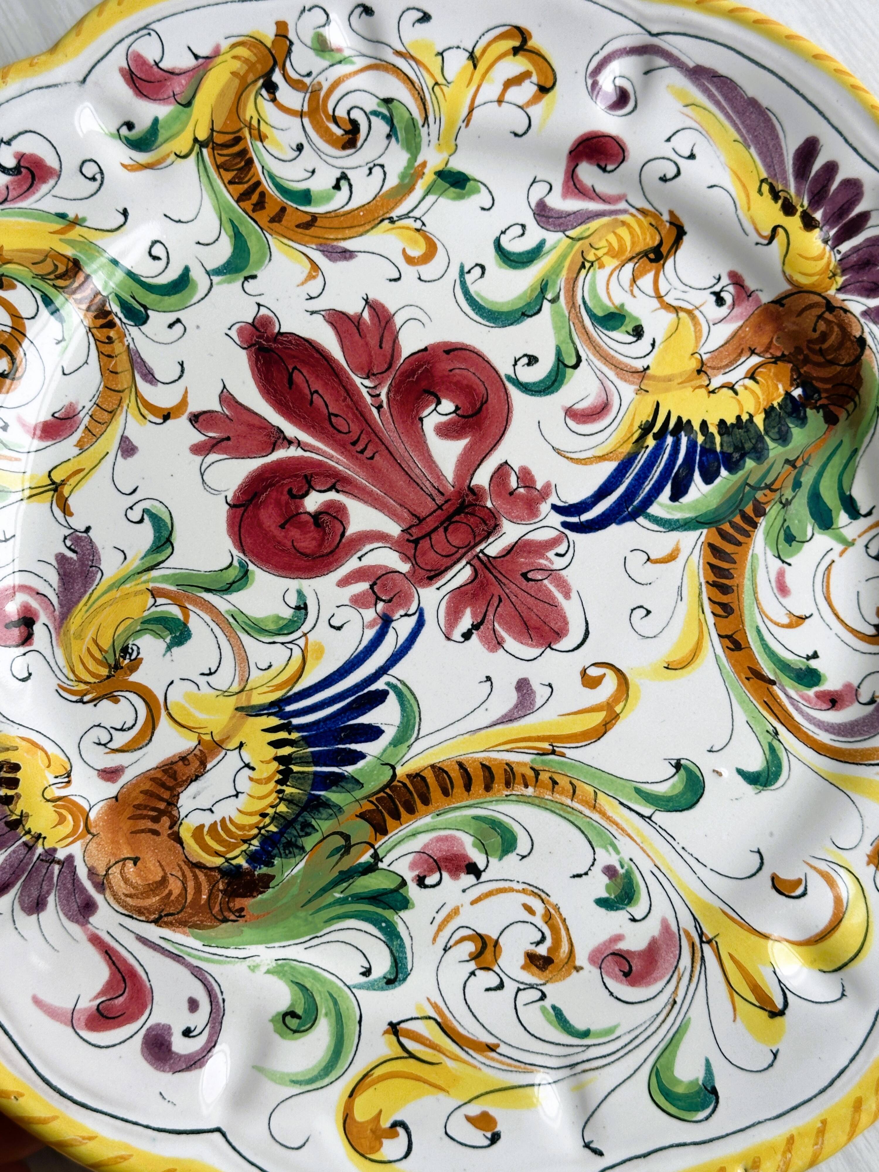 Decorative wall plate in hand-painted earthenware
